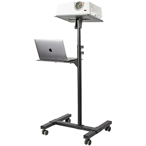StarTech.com Soporte Móvil para Proyector y Ordenador Portátil - Carrito de Servicio Pesado para Proyector (2 Estantes) - de Altura Ajustable para Presentaciones - con Ruedas Bloqueables (ADJPROJCART)