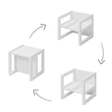 roba Grupo de Asiento de Estilo rústico para niños, 1 Taburete y un Banco para niños Convertible a la Mesa, Color Blanco