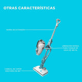 BLACK+DECKER Mopa a Vapor con Cable 1300W 12 Accesorios, Blanco/Azul Cielo, FSMH1321JSM-QS