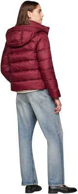 Tommy Hilfiger Cazadora Acolchada Mujer Down Casual Jacket con Capucha, Rojo (Deep Rouge), XL