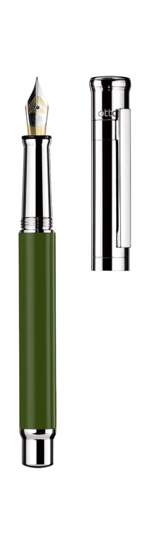 Otto Hutt design04 954243 - Pluma estilográfica con mango de oliva brillante y elementos de platino, grosor del plumín ancho de acero, longitud: 13,2 cm y un peso de 38,7 gramos