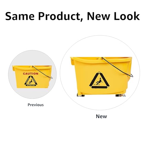 Amazon Basics Cubo rectangular para fregona Kentucky con ruedas duraderas y combinado con prensa de escurrido a presión, 33 litros/ 35 qt, amarillo (anteriormente marca AmazonCommercial)