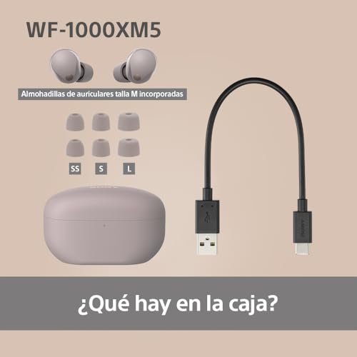 Sony WF-1000XM5 Auriculares In-Ear Inalámbricos, Noise Cancelling, Bluetooth, Micrófono, hasta 24 Horas de Batería, Carga Rápida, IPX4, Alexa y Google Assistant, iOS y Android, Rosa Palo