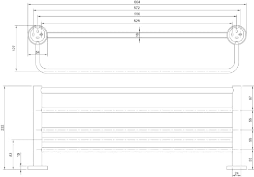 Bandeja para Toallas Elements Tender de Villeroy & Boch, toallero con Estante para Montaje en Pared, Estante de Toallas con Barra, Longitud 595 mm, Redondo, Cromo