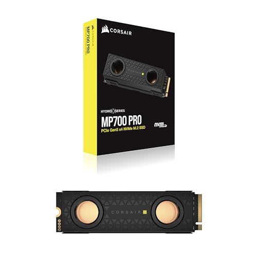 Corsair MP700 Pro Hydro X Series 4TB SSD M.2 PCIe Gen5 x4 NVMe 2.0 - M.2 2280 - Lectura Secuencial de hasta 12.400 MB/s - NAND TLC de Alta Densidad - Bloque de Agua Preinstalado - Negro