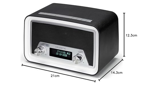 Majestic Dab 842N – Radio Dab/Dab+/FM, Entrada USB para Carga de Smartphones, Toma de Auriculares, Despertador Doble Alarma, Negro