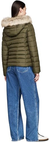 Tommy Jeans Cazadora Acolchada Mujer Basic Hooded Down Jacket con Capucha, Verde (Fatigue Green), XS
