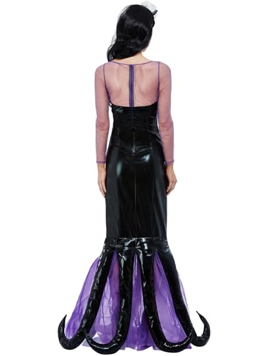 Smiffys Disfraz de bruja malvada del mar, Negro, Vestido