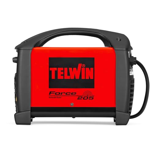 Telwin Force 205 Soldadora inverter a electrodo MMA con casque de soldadura automático y accesorios para soldadura, 200A