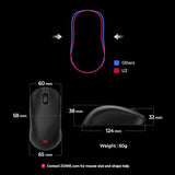 Ratón Gaming Inalámbrico BenQ Zowie U2 para eSports, tecnología esports, receptor mejorado, ligero de 60 g, sensor de 3200 DPI, 5 botones, vida de batería de 70 horas.