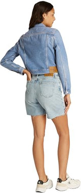 Calvin Klein Cazadora vaquera Mujer Cropped 90'S Denim Trucker con bolsillos en el pecho, Azul (Denim Light), XL