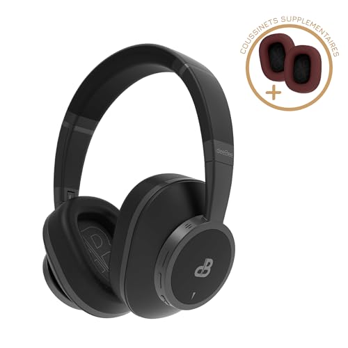 DeeBee dB-Pulse-BLB Auriculares Bluetooth Circumaurales, Cancelación de Ruido Activa, 40 Horas de Batería, Negro, con Almohadilla Intercambiable