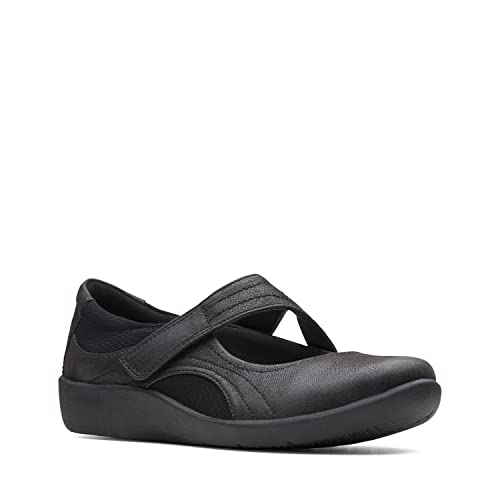Clarks Sillian Bella, Zapatos Planos Mary Jane Mujer, Black Synthetic, 41.5 EU