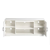 Zinus Bennett Mueble TV - Mueble TV 147x40x60 cm - Mueble con estantes y puertas - Blanco