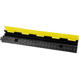 VEVOR Rampa de Protección de Cable 3 Piezas 2 Vías Canaleta Pasacables de Suelo 3 x 3 cm Protector de Cables de Caucho y PVC Capacidad de Carga 5443 kg Cubiertas de Suelo para Cables Negro y Amarillo