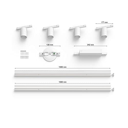 Philips Hue - Perifo Iluminación en carril Luz Blanca y de Colores - Set carril y 4 focos (blanco) - 212cm - Anclajes incluidos