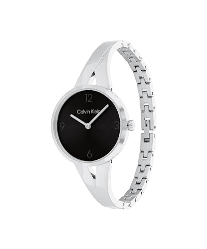 Calvin Klein Reloj Analógico de Cuarzo para Mujer Colección Joyful con Pulsera Rígida de Acero Inoxidable Plateada - 25100026