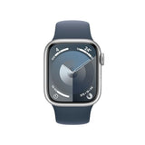 Apple Watch Series 9 [GPS + Cellular] Smartwatch con Caja de Aluminio en Plata de 41 mm y Correa Deportiva Azul tempestad - Talla S/M. Monitor de entreno, App Oxígeno en Sangre, Resistencia al Agua