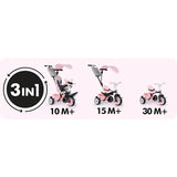Smoby Triciclo Baby Driver Confort Rosa 3 en 1 Progresivo para Niños a Partir de 10 Meses, con Parasol Anti-UV, Volante con Claxon y Ruedas Silenciosas (7600741504)