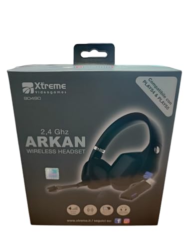 Xtreme Videogames Arkan 90490 - Auriculares para Gaming inalámbricos con micrófono, Control de Volumen, iluminación LED, 2,4 GHz, compatibles con Plays 5/4