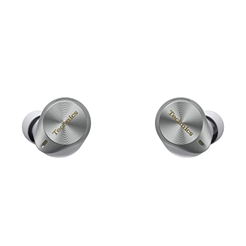 Technics EAH-AZ80E-S Auriculares Inalámbricos con Cancelación De Ruido, Bluetooth Multipunto 3 Dispositivos, Cómodos Intraurales, Carga Inalambrica, Plateado