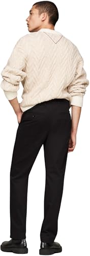 Tommy Hilfiger Chino Hombre Denton Chino Satin Straight Fit, Negro (Black), 31W/32L