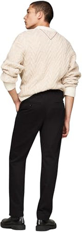 Tommy Hilfiger Chino Hombre Denton Chino Satin Straight Fit, Negro (Black), 31W/32L