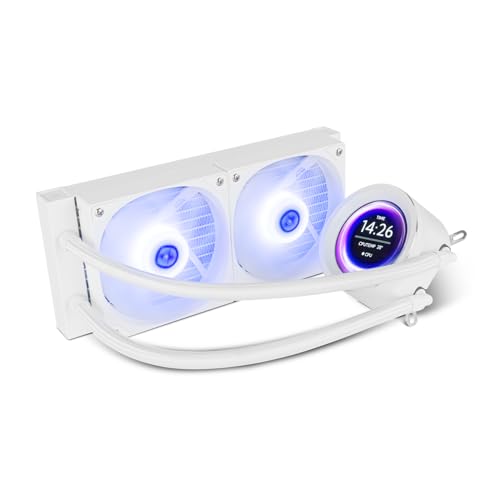 NOX XTREME PRODUCTS X-240 LCD WHITE - Refrigeración líquida ARGB con pantalla LCD personalizable, Intel y AMD, 2 ventiladores 120mm control PWM, bomba base de cobre, radiador doble aluminio, blanco