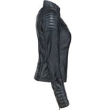 URBAN 5884 Angelina, Chaqueta de Auténtica Piel de Cordero, Corta y Ajustada, Cuero Liso y Suave, Negro, M, Women's