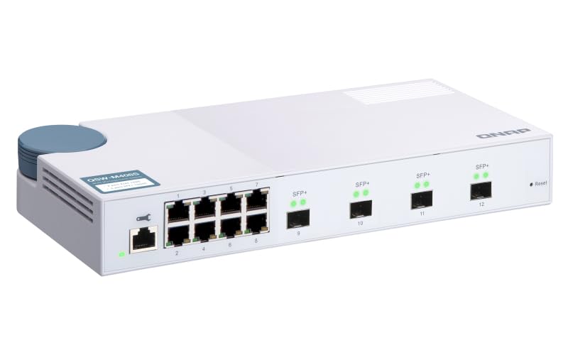 QNAP QSW-M408S QSW-M408S, 8 Port 1Gbps, 4 Port 10GbE SFP+, Web Management Switch