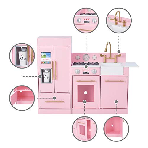 Rosa Cocina de Juguete de Madera de Teamson Kids Horno Niños TD-12302P