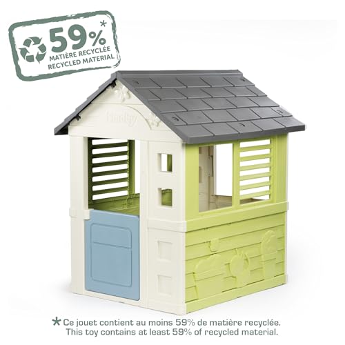 Smoby Life Casa de Juegos Jolie - Resistente a los Rayos UV - Plástico Reciclado 59% - Ideal para Jardín o Terraza - con Puerta Baja y Ventanas con Listones - A Partir de 2 Años (7600810737)