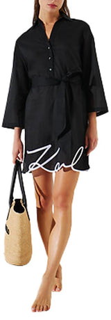 KARL LAGERFELD B.V Lagerfeld, Women's, Karl DNA Signature Beach Dress Sunsuit, Negro, S Mujeres