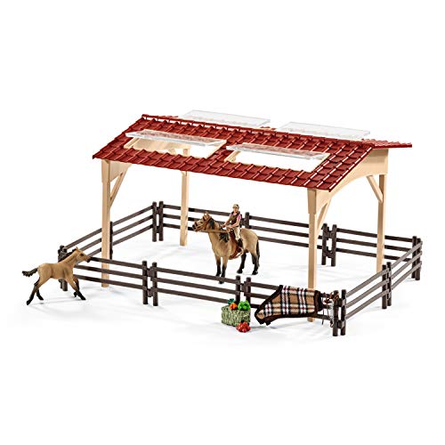 Schleich 42195 Caballeriza con Caballos y Accesorios, a Partir de 3 años, Farm World - playset, 96 Piezas