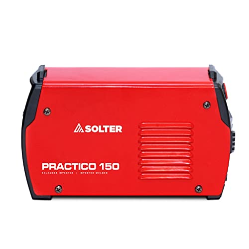 Solter Inverter Practico 150 – Soldador MMA/TIG por Raspado, 150A, Compacto y Ligero (2 kg), Hot-Start y Arc-Force, Maletín de Aluminio, Compatible con Generador, Ideal para Taller y Bricolaje
