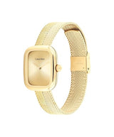 Calvin Klein Adore 25100099 - Reloj de Mujer Rectangular de Cuarzo con Brazalete Milán INOX Dorado, Esfera Minimalista, 30 mm