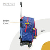 ToyBags Mochila Escolar Super Mario - Doble Compartimento Adaptable + Carro Negro Proteccion Lateral Y STOPER Frontal Anti CAIDA 4 Ruedas giratorias - 45 X 32 X 20 CM