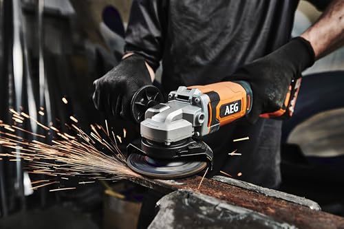 AEG BEWS18-125X2-402B - Amoladora inalámbrica de 18 voltios, 9200 rpm con 2 baterías Pro litio 4,0 Ah, cargador y una bolsa