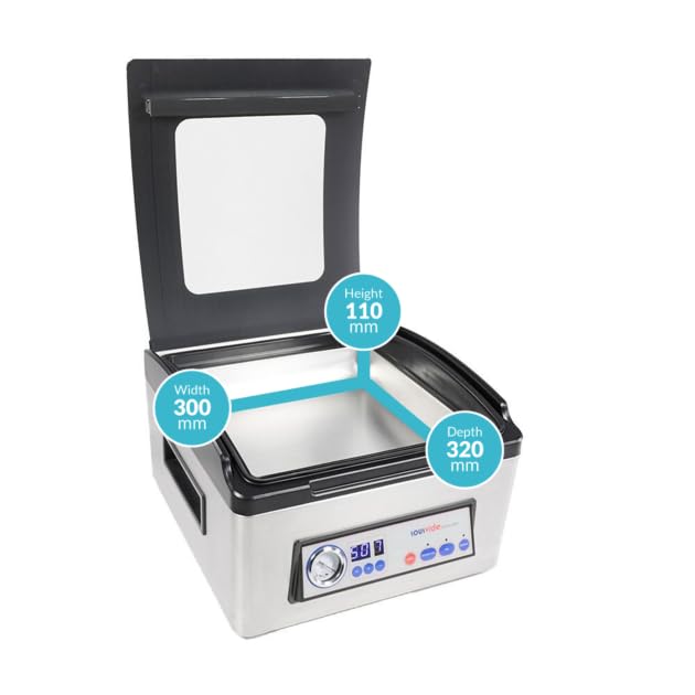 SousVideTools [SVT-03100] iVide Selladora al vacío con cámara, sistema de sellado al vacío y conservación de alimentos, adecuado para alimentos secos y húmedos, compartimento de sellado de 300 mm