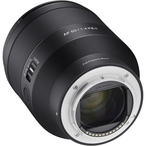Samyang AF 50 mm F1,4 II FE para Sony E – Objetivo de enfoque automático estándar para cámaras de sistema sin espejo de Sony, sensores de formato completo y APS-C, adecuado para grabación de detalles
