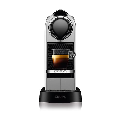 Krups Nespresso Citiz - cafetera de cápsulas monodosis, con 19 bares de presión, thermoblock, función automática con botones retroiluminados, color Plata, modo Eco, Incluye kit bienvenida
