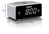 Lenco CR-550 Reloj Plata - Radio (Reloj, FM, LED, 3,05 cm (1.2"), Blanco, Plata)