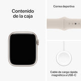 Apple Watch Series 9 [GPS + Cellular] Smartwatch con Caja de Aluminio en Blanco Estrella de 45 mm y Correa Deportiva Blanco Estrella - Talla S/M. Monitor de entreno, App Oxígeno en Sangre