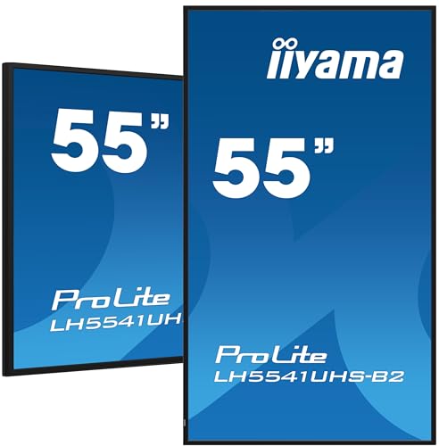 iiyama Prolite LH5541UHS-B2 - Pantalla Digital IPS LED 4K UHD VGA HDMI Audio in/out USB2.0 RS-232c RJ45 24/7 (139 cm), Color Negro