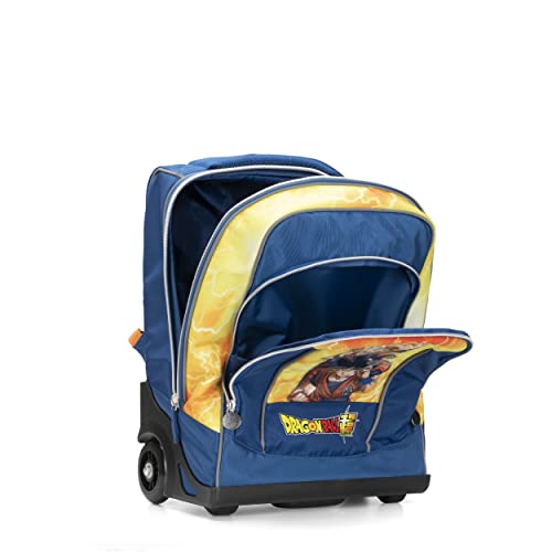 DRAGON BALL - Mochila Trolley Ajustable con asa y correas retráctiles, cremallera y bolsillo frontal con cremallera - Mochila para niña - Mochila escolar 36 x 23 x 47 cm, turquesa, Talla única, Casual
