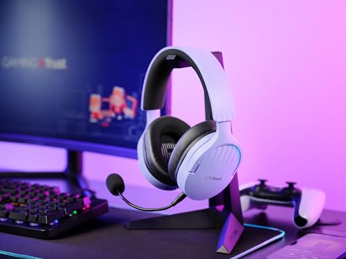 Trust Gaming GXT 491P Fayzo Cascos Gaming Inalámbricos Bluetooth + 2.4 GHz, 7.1 Sonido Envolvente, Batería de 22 Horas, Auriculares Inalámbricos RGB Over-Ear PC PS5 PS4 Switch - Morado