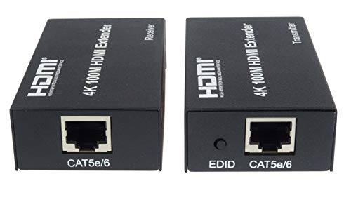 PremiumCord 4K Extensor HDMI a 100 m a Través de Cable de Conexión Cable Cat5e/Cat6, Carcasa Metálica, Estado LED, Compatible con Vídeo 4K UHD, Full HD 1080p 60Hz, HDCP, Negro