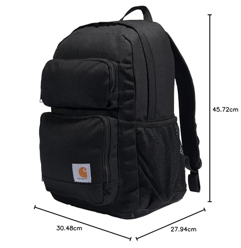 Carhartt Compartimento único, paquete duradero con funda para portátil y base resistente a la abrasión Duravax, mochila clásica de 27 L (negro), talla única