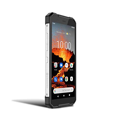 Hammer H EXPLORER PRO 5,7" IPS Teléfono Celular al Aire Libre, teléfono Inteligente estándar Militar, Mega batería 5000mAh con Carga rápida, 48MP, eSIM, NFC, LTE 4G, IP69, Dual SIM, Android 10 - Plata