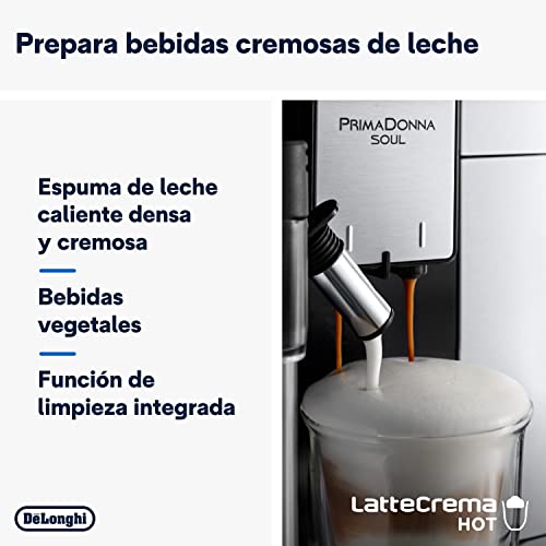 De'Longhi Perfetto Primadonna Soul ECAM612.55.SB Cafetera Superautomática Café y Cappuccino con Sistema de Leche LatteCrema, Tecnología Bean to Cup, 18 Bebidas, App Control